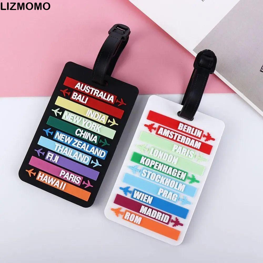 LIZMOMO Baggage Label, Boarding Tag ตัวอักษรผู้ถือที่อยู่กระเป๋าเดินทางแท็กกระเป๋าเดินทาง,อุปกรณ์เสริม PVC ประเทศชื่อ ID Tag