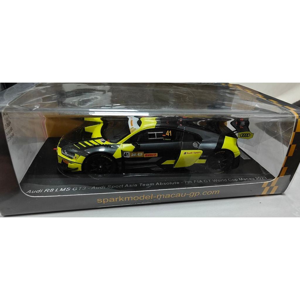 สปาร์ค 1: 43 Audi R8 LMS GT3 #41 รถโมเดลโลหะผสม มาเก๊า GT ถ้วย ปี 2023 ที่ยังไม่ได้เปิดใหม่เอี่ยมในก