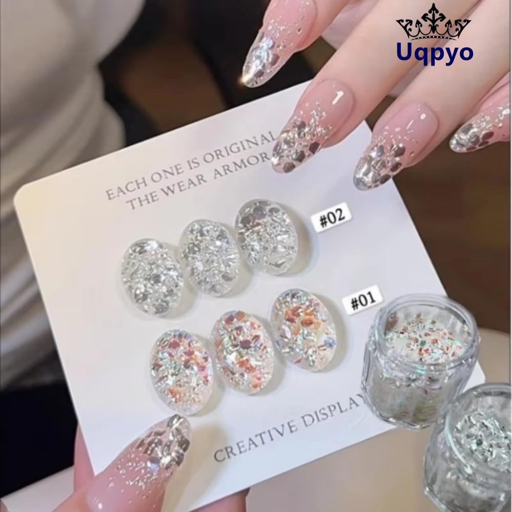UQPYO Flash Nail Art, Glitter Sequins Nail Art, แฟชั่น Blinking Nail Art DIY Nail Art Charms