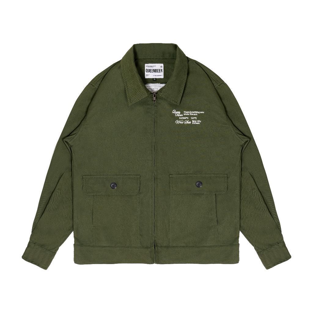 Queenbeer - เสื้อแจ็คเก็ต Twill Daxter สีเขียว