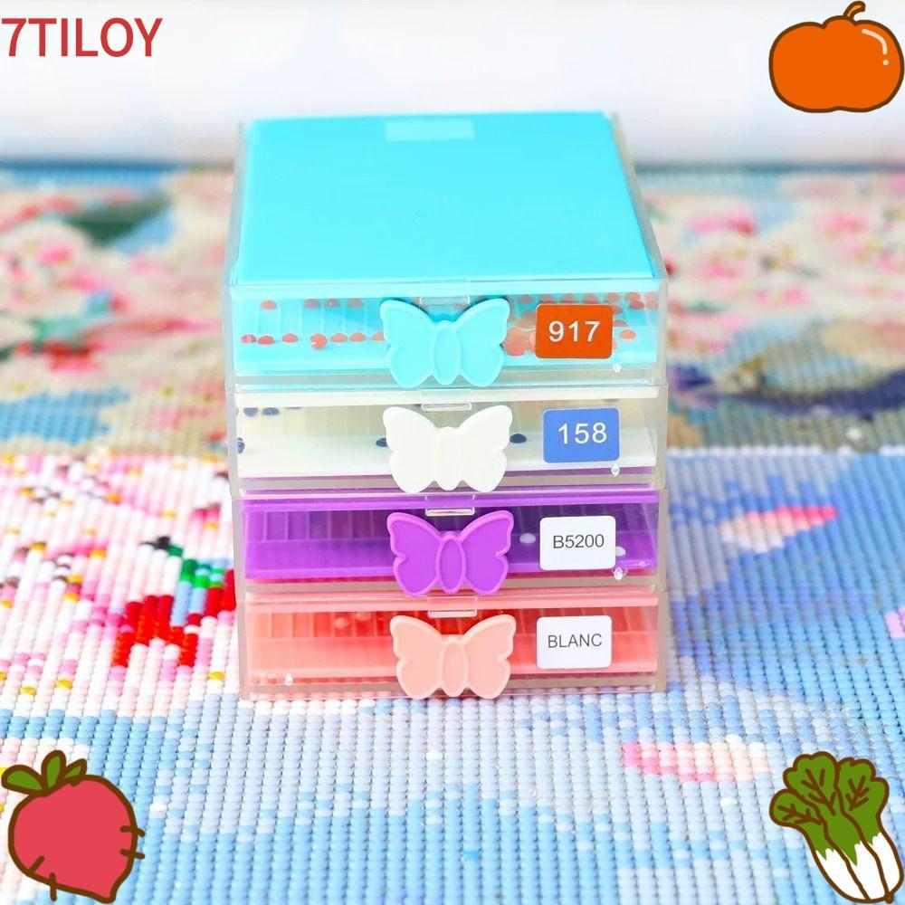 7TILOYSHOP ถาดภาพวาดเพชร, DIY Craft เย็บปักถักร้อยกล่องลิ้นชักถาด, แผ่นประดับด้วยลูกปัดขนาดใหญ่ความจุเพชรเย็บปักถักร้อยอุปกรณ์เสริมถาดเจาะกล่องเก็บ