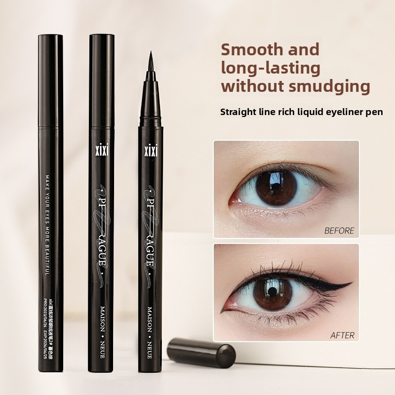 I Straight Rich Liquid Eyeliner Pen Not Easy to Smudge Sponge Head Cool Black Eyeliner Student Cheap