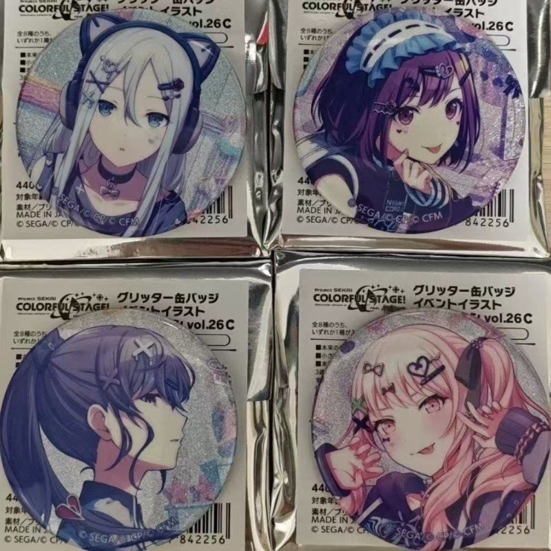 โครงการ SEKAI สีสัน Stage Badge Pin Yoisaki Kanade Shinonome Ena Akiyama Mizuki Glitter รอบอะนิเมะเข