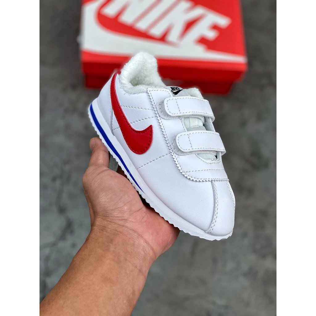 รองเท้าClassic Cortez QS Hawkins High หนังแท้ สีขาวเขียวแดงส้ม เหมาะสำหรับเด็กโรงเรียน