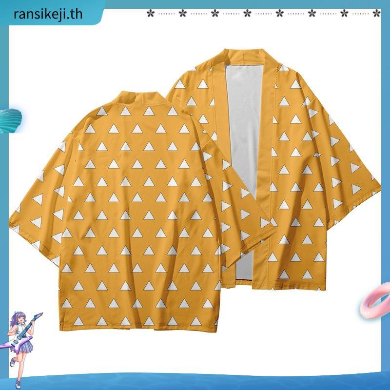 JUBAH HAORI KIMONO ANIME DEMON SLAYER ZENITSU PRINT PREMIUM