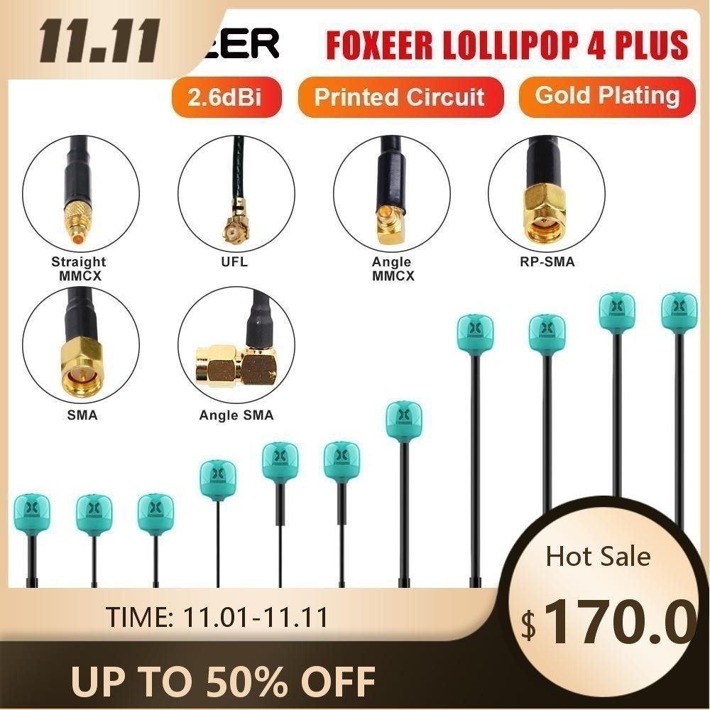 FOXER FPV เสาอากาศ Lollipop 4 + 2 ชิ้น 5.8G 2.6dBi เสาอากาศขนาดเล็ก Omni สําหรับ RC FPV Drone
