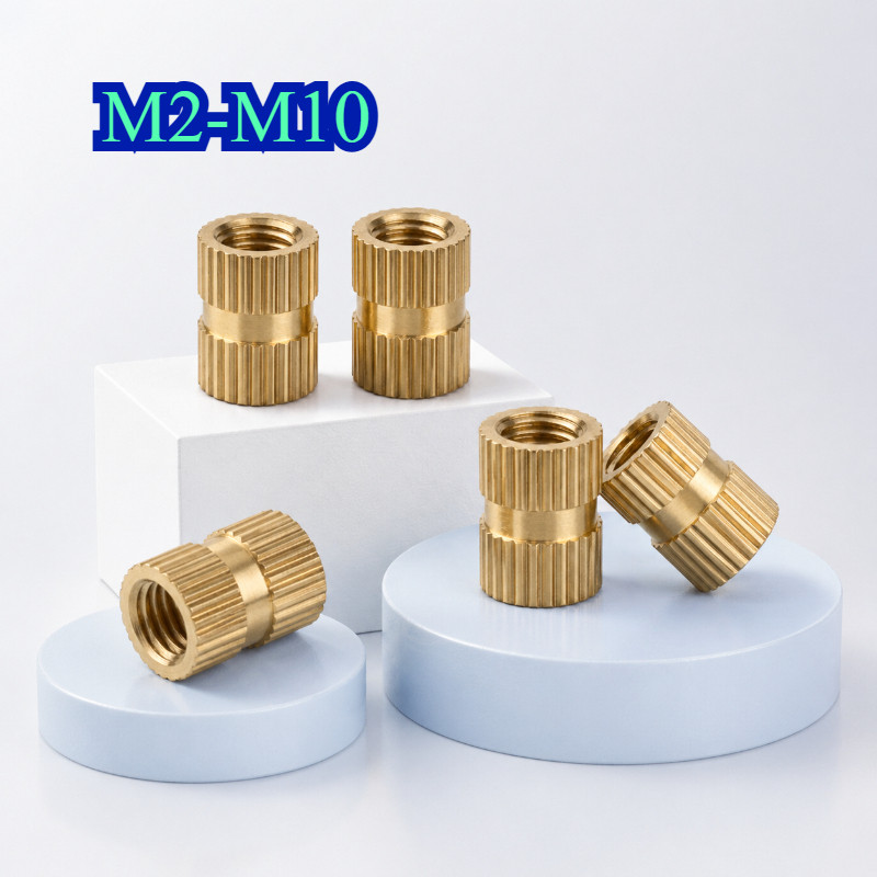 น็อตทองเหลืองฝังพลาสติก แบบสองทาง เม็ดทองแดง Knurled Insert M2-M10【CL-1】