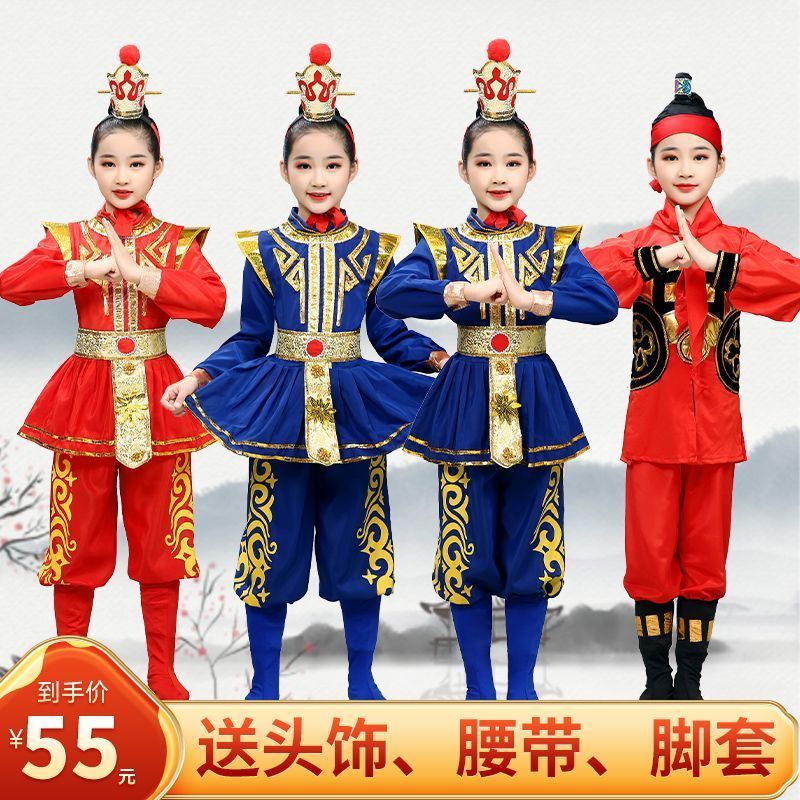儿童花木兰木兰演出服戏曲花旦演出服装舞蹈古装表演士兵将军盔甲4.28Children's Mulan Cos, Opera Flower Lady Performance Outfit, Dance 