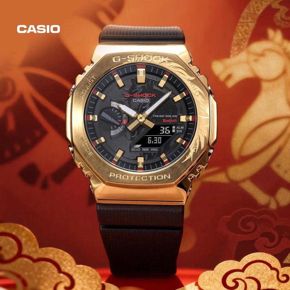 G//shock GBM-2100CX-9A gold Oak Farm นาฬิกาแปดเหลี่ยม gm2100 G-STEEL กีฬาเรซิ่นสายนาฬิกา b864