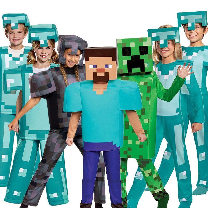 ฮาโลวีน Minecraft เสื้อผ้า MC Party Steve คอสเพลย์ cosminecraft ชุดเด็ก 4.28