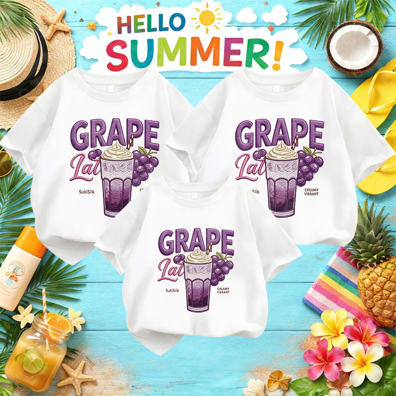 พร้อมส่ง&จัดส่งใน 24 ชั่วโมง) RINA STUDIO Family Couple T-Shirt Set with Fresh Drink Motif Summer, S