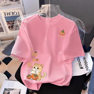 COD✅ (จัดส่งในกรุงเทพฯ) T-shirt, ผ้าฝ้ายแท้ ลูกแมวการ์ตูนน่ารัก S-3XL oversize