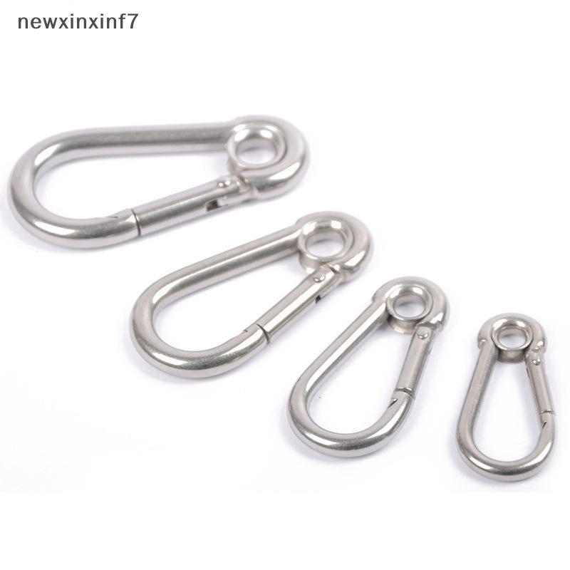 [ใหม่] M4 M5 M6 M7 M8 Stainless Steel Carabiner Carbine Snap Hook พร้อมตาไก่สปริง Bule Key Ring [TH]