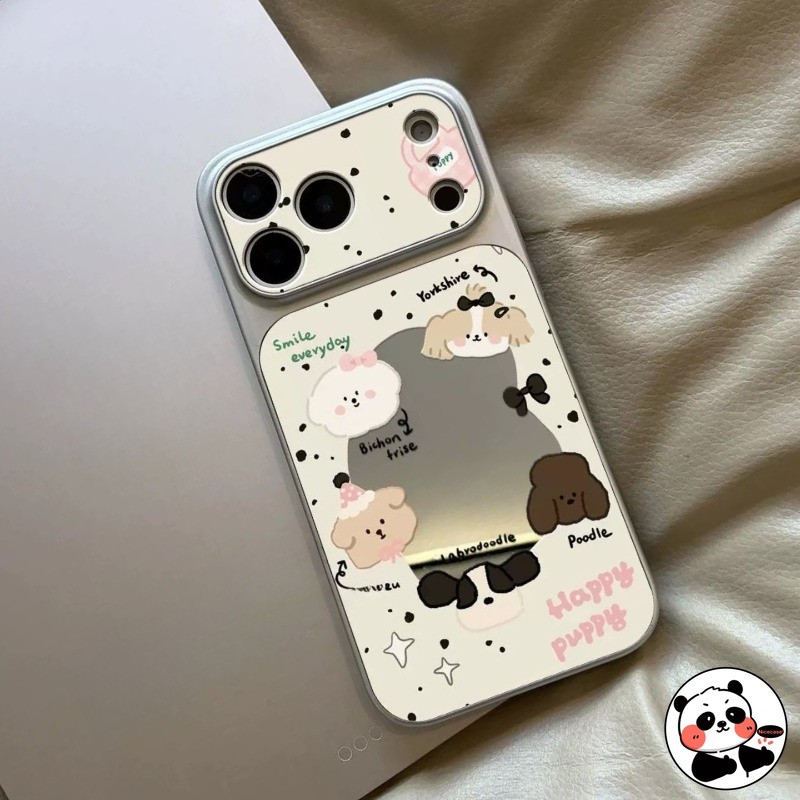 น่ารักลูกสุนัขกระจกเคสโทรศัพท์สําหรับ Xiaomi Poco X8 Pro X7 X6 Neo M8 M7 M6 Plus F8 F7 Ultra F6 Pro C75 5G 4G หรูหราการ์ตูนสุนัขเงินปลอกนุ่ม