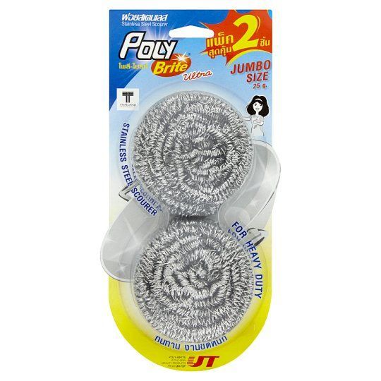 [สินค้าส่งด่วน] โพลีไบรท์อัลตร้าฝอยสเตนเลส PK2 POLY BRITE STAINLESS STEEL SCOURER PK2