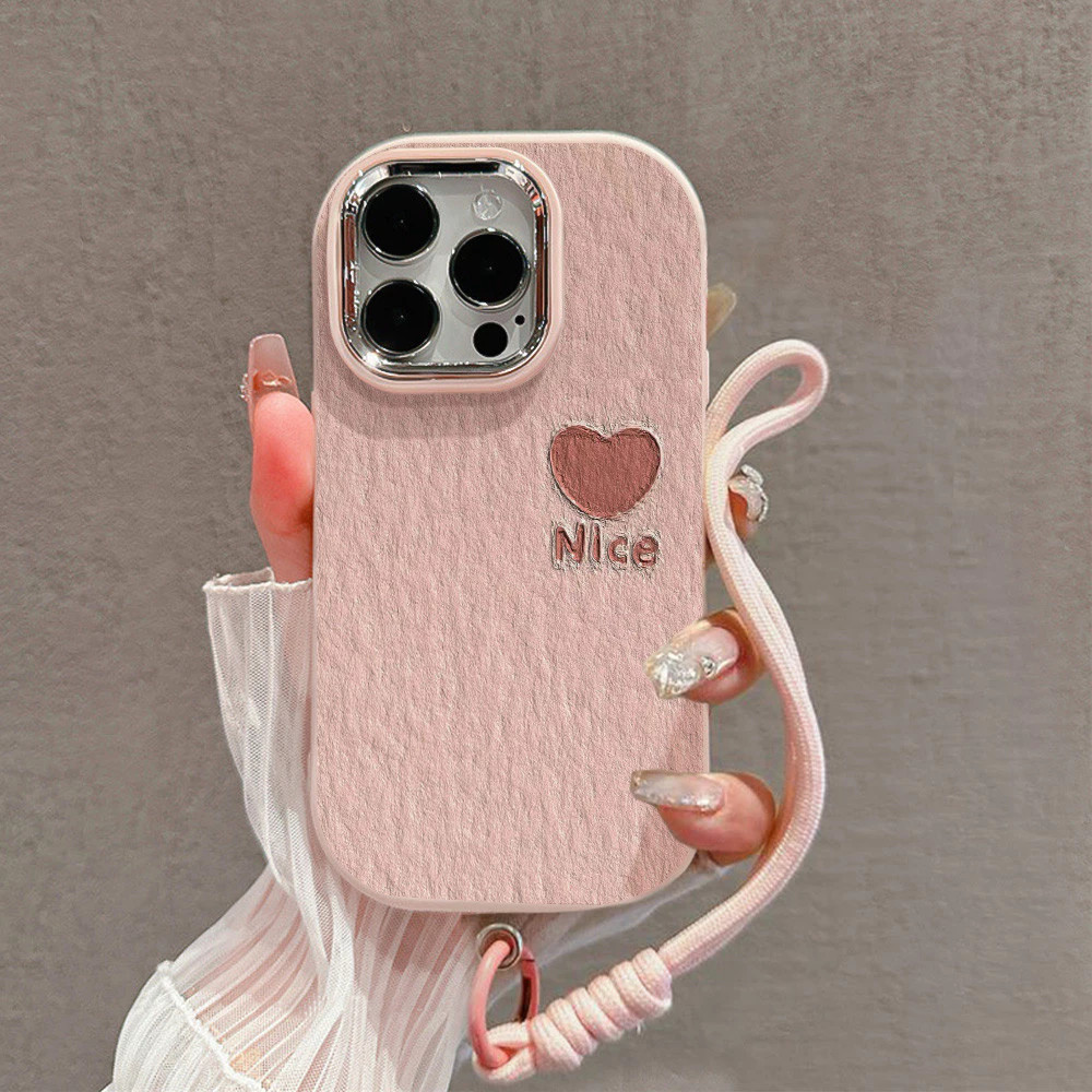 เคสโทรศัพท์พร้อมเชือกคล้อง เคส OPPO A77S A5 A9 A31 2020 A12 A38 A92 A16 A18 A60 ความรักหัวใจ เส้นด้า