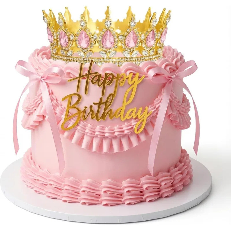 1set Queen Crown Cake Topper Princess Princess Crown Happy Birthday Topper Bow Tie for Birthday Part