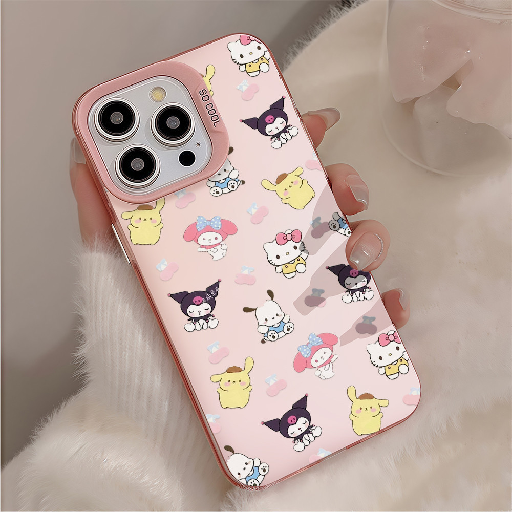 เคสไอโฟน13 ลายการ์ตูนสัตว์น้อยน่ารักสีชมพู For iPhone 11 12 13 14 15 16 17 Pro MAX 14 15 16 Plus X XR XS MAX SE2 8 7Plus