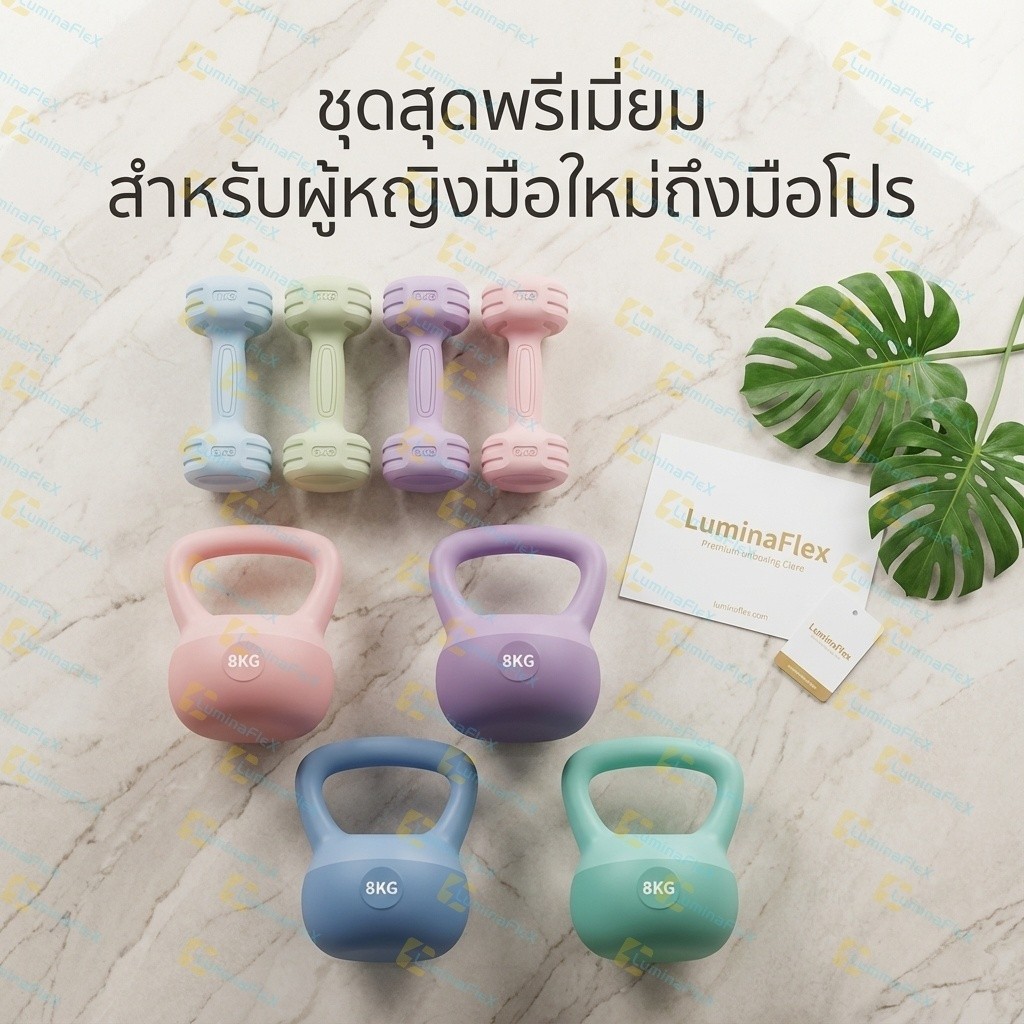 LuminaFlex ดัมเบล ผู้หญิง แคทเทิลเบล 1KG+2.5KG/2KG+4KG/3KG+6KG  ชุด Kettlebell เครื่องออกกำลังกาย