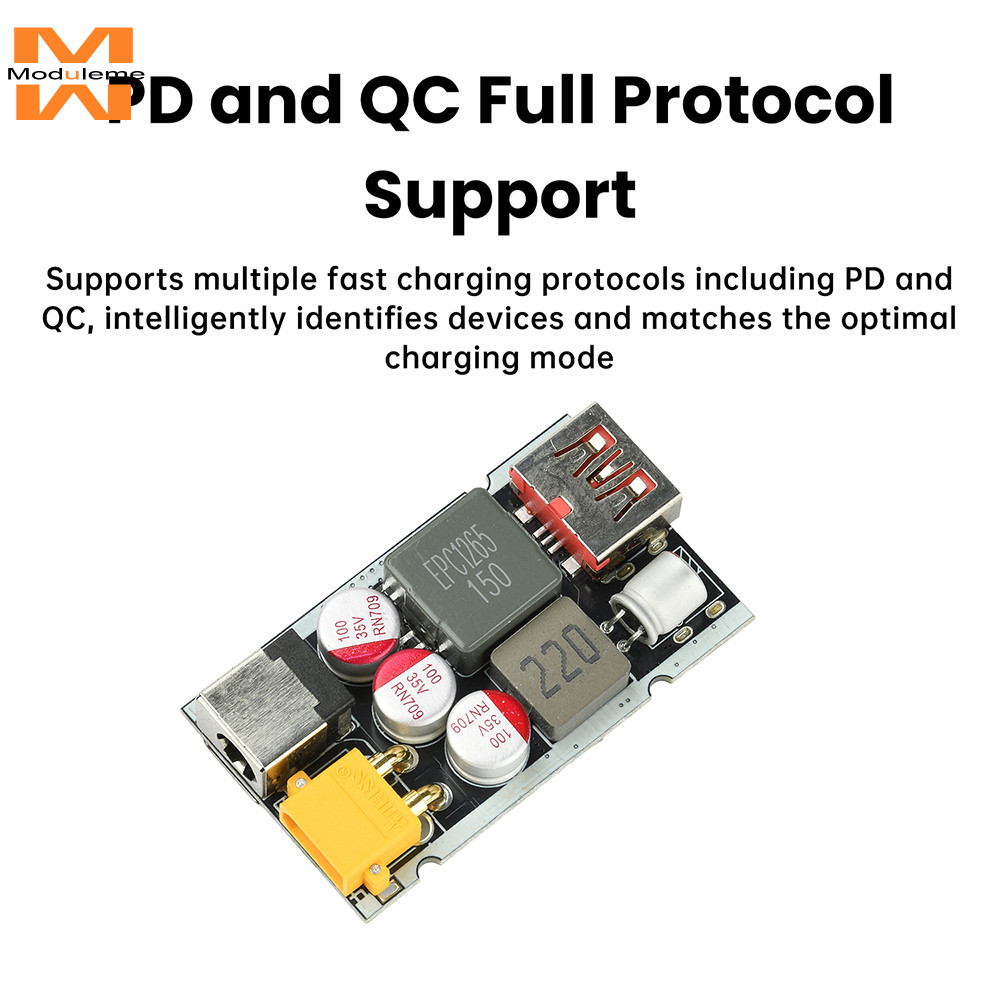 DC9-35V 205W High-Power Fast CHARGING PD QC Full Protocol Step-down โมดูลชาร์จ USB + Dual Type C + X