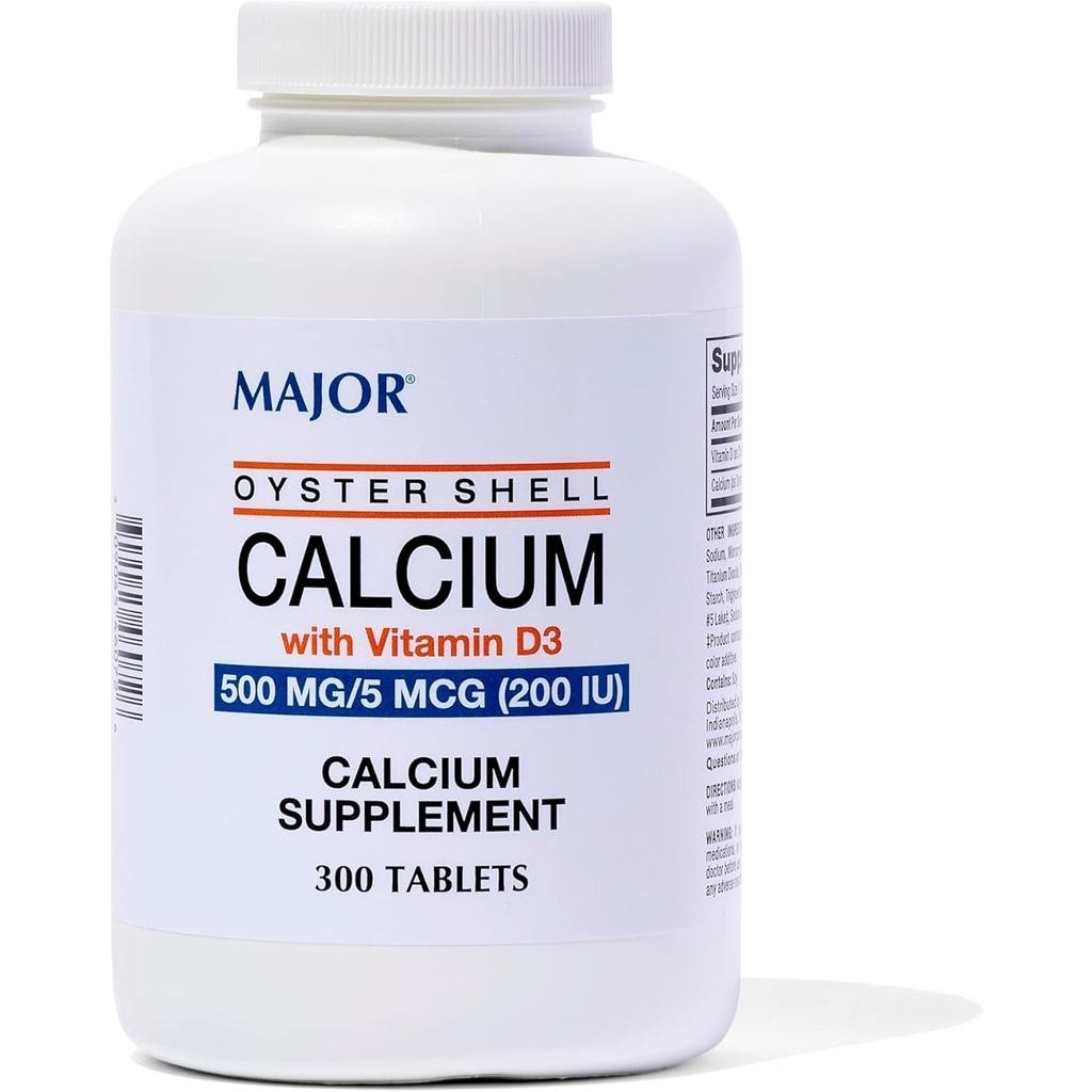 Major Oyster Shell Calcium with Vitamin D3 500 mg / 5 mcg (200 IU) - อาหารเสริมแคลเซียมรายวัน - 300 
