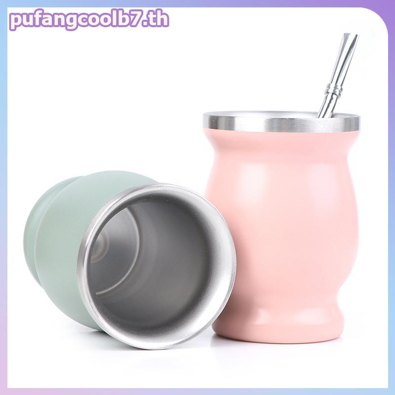 PUCOOL Yerba Mate Cup 304 สแตนเลส 8 ออนซ์ Argentine Yerba Mate Gourd พร้อมซิลล่า