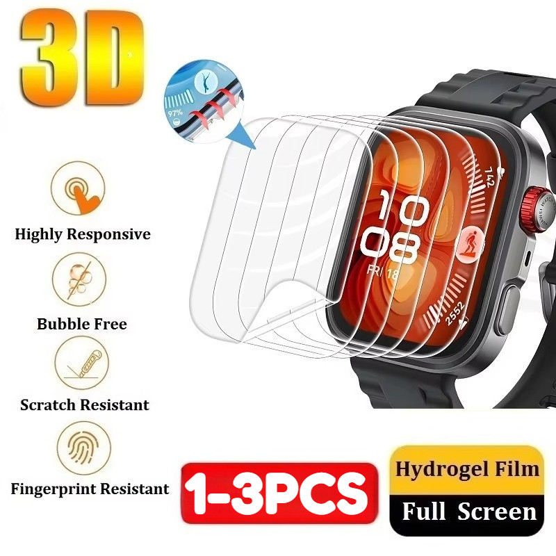3PCSป้องกันหน้าจอสําหรับHuaweiนาฬิกาFit 5 4 3 Pro Anti Scratch Hydrogelฟิล์มนุ่มสําหรับHuaweiนาฬิกาFit 4Pro 5Pro 3 4 5 HD Clear Smartwatchฟิล์มบาง