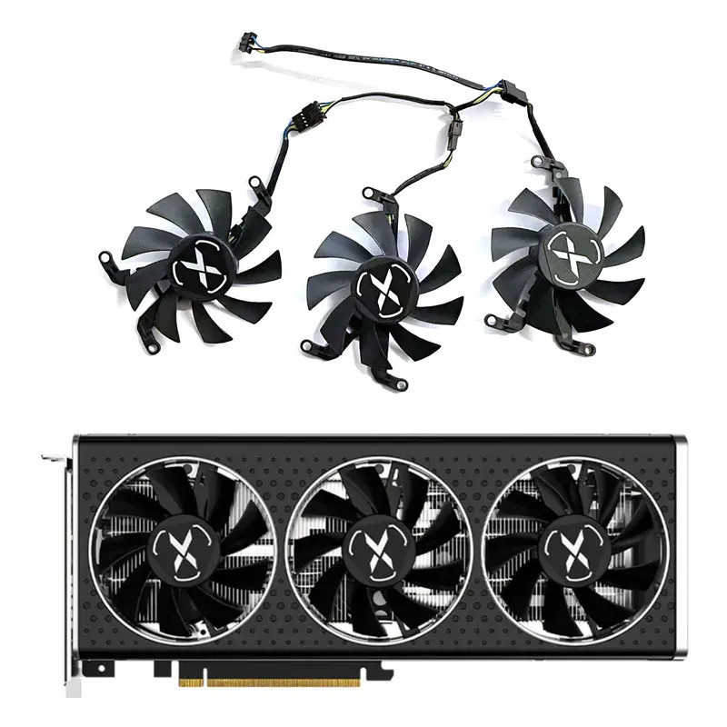 สําหรับ XFX AMD Radeon RX 6650XT OC V2 RX6600 XT กราฟิกการ์ดพัดลมเปลี่ยน 75 มม.4PIN T128015พัดลม GPU