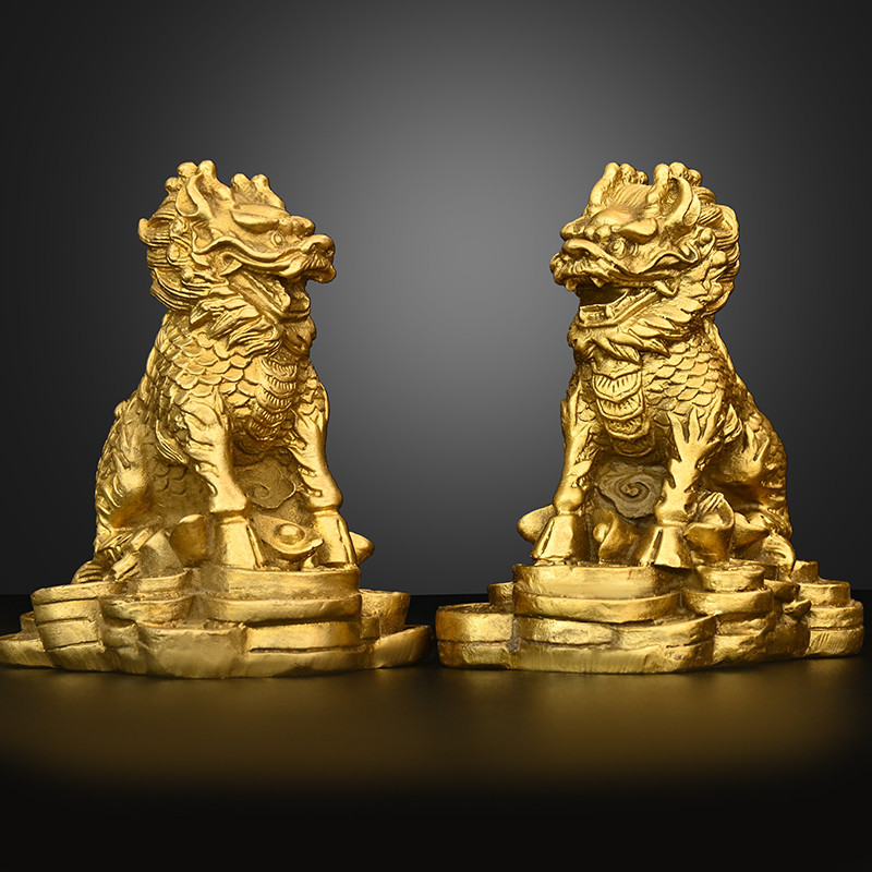 เครื่องประดับ Kirin ทองแดงเงินทองแดงบริสุทธิ์ Kirin Home Office Ingot Kirin ห้องนั่งเล่นเดสก์ท็อปขนา