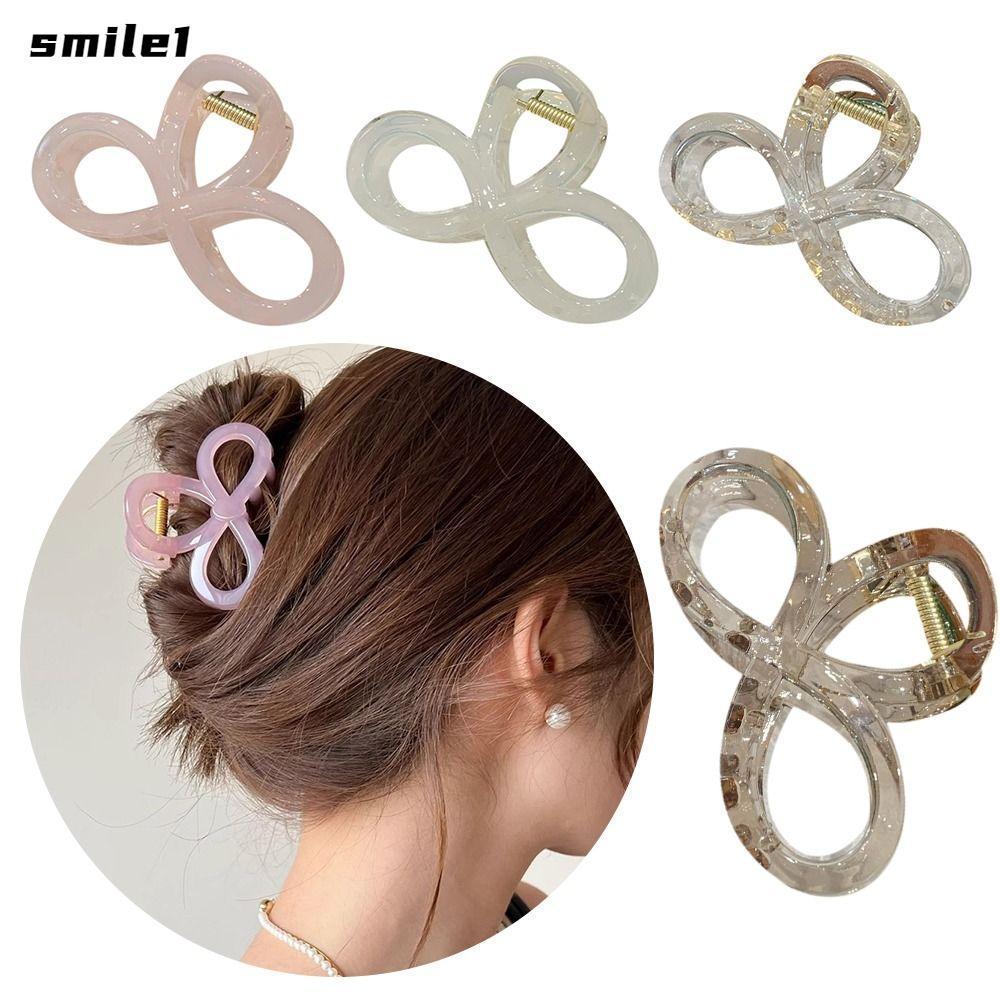 SMILE กิ๊บติดผม อะคริลิค Jelly Shark Clips Bowknot Hairgrip Women