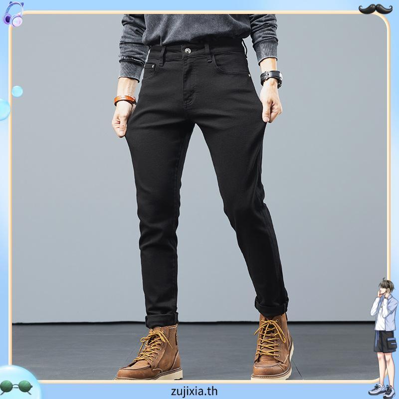 กางเกงยีนส์ SKINNY สีดําธรรมดา - Q555