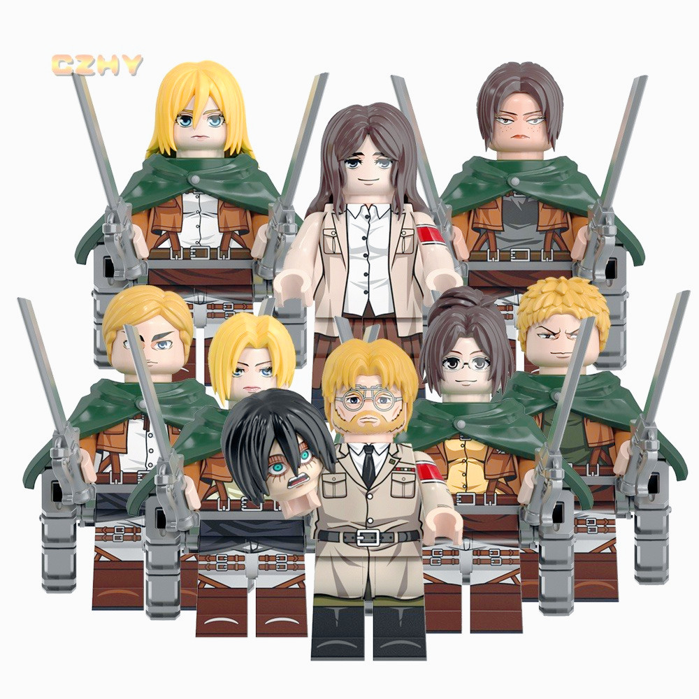 WM6165 Attack On Titan Annie Leonhart Erwin Attacking Giant Armin Eren Lilwell รวบรวมบล็อกตัวต่อของเล่นเด็ก