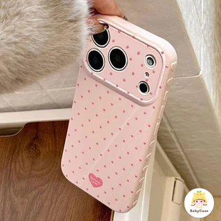เคสไอโฟน17 สำหรับ IPhone 15 12 16 13 11 14 17 Pro Max 16 7 15 8 14 Plus XR XS X Max AIR SE เคสโทรศัพท์ลายจุดและหัวใจสี่