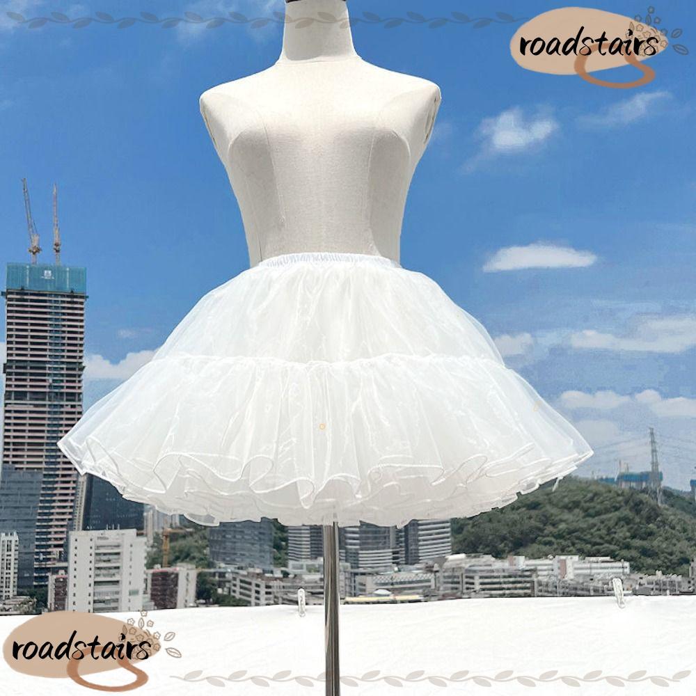 Roadstairs สีขาว Petticoat, Lolita Fluffy ไม่มีกระดูก Puffy กระโปรง, Crinolinas คอสเพลย์อุปกรณ์เสริมคอสเพลย์เสื้อผ้าเส้นด้ายนุ่มชุดด้านล่างกระโปรงสนับสนุน