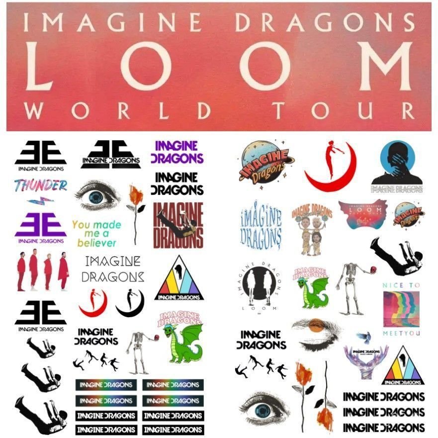 Dream Dragons Band Concert Merchanded Tattoo สติกเกอร์ Imagine Dragons Arm Face สติกเกอร์กันน้ํา Swe