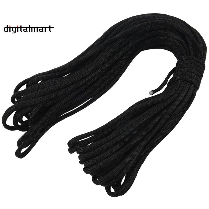 Paracord 550 เชือกร่มชูชีพ 7 Core Strand สําหรับปีนเขา Camping Buckle Rope สีดํา 50FT