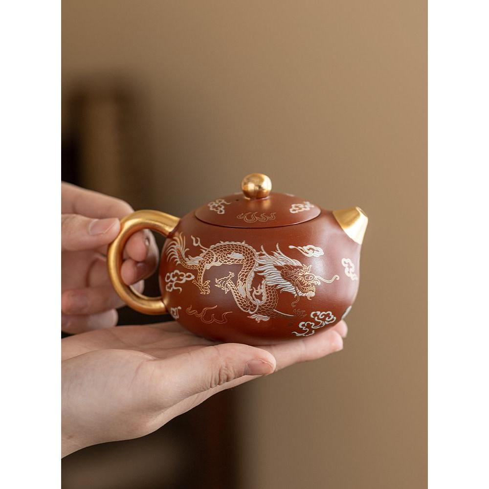 สินค้าใหม่พร้อมสต็อก Gilt Silver Teapot Single Pot Purple Clay Teapot Gift Box20260507