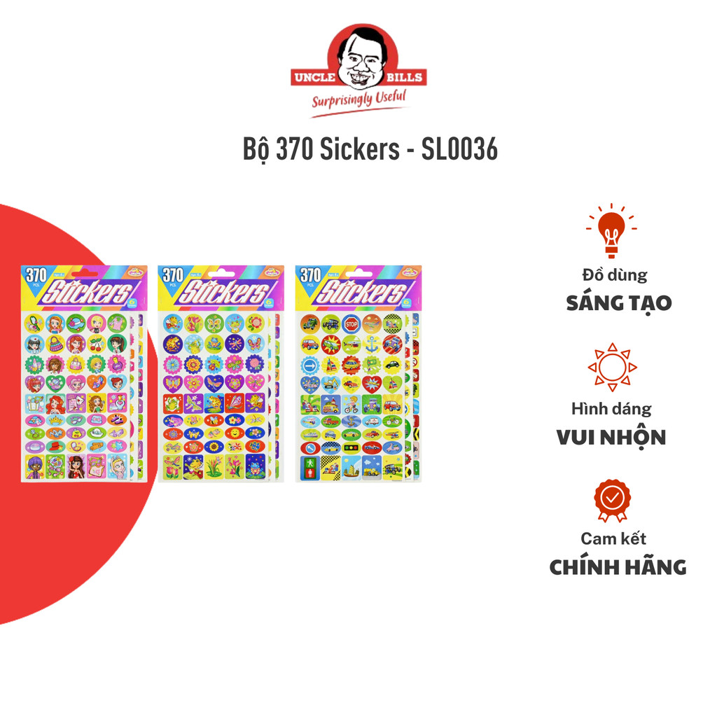 ชุดสติ๊กเกอร์ใหญ่ 370 ตัว มี 3 รุ่น UNCLE BILS SL0036