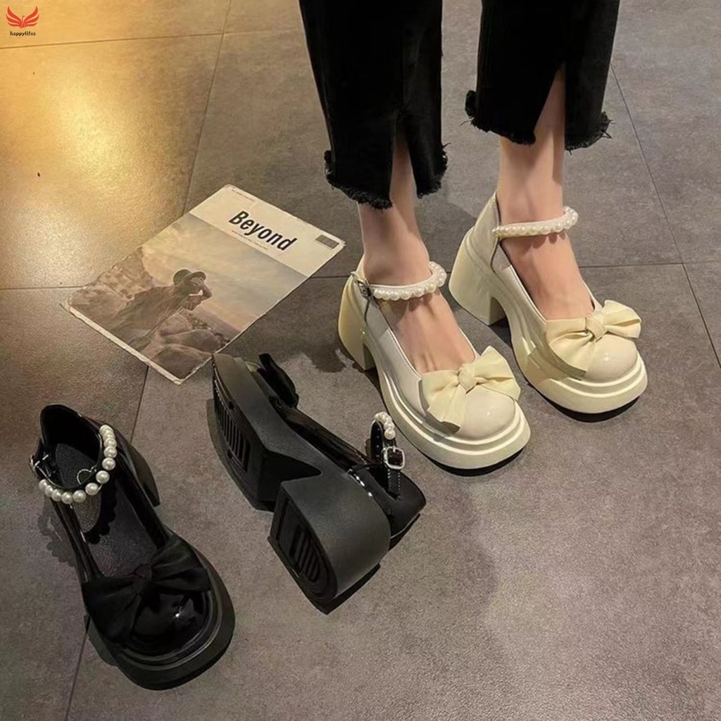 หนังผู้หญิง Oxford รองเท้าแพลตฟอร์มกลางส้นรอบ Toe Vintage Oxford รองเท้าสําหรับสาวสุภาพสตรีผู้หญิง