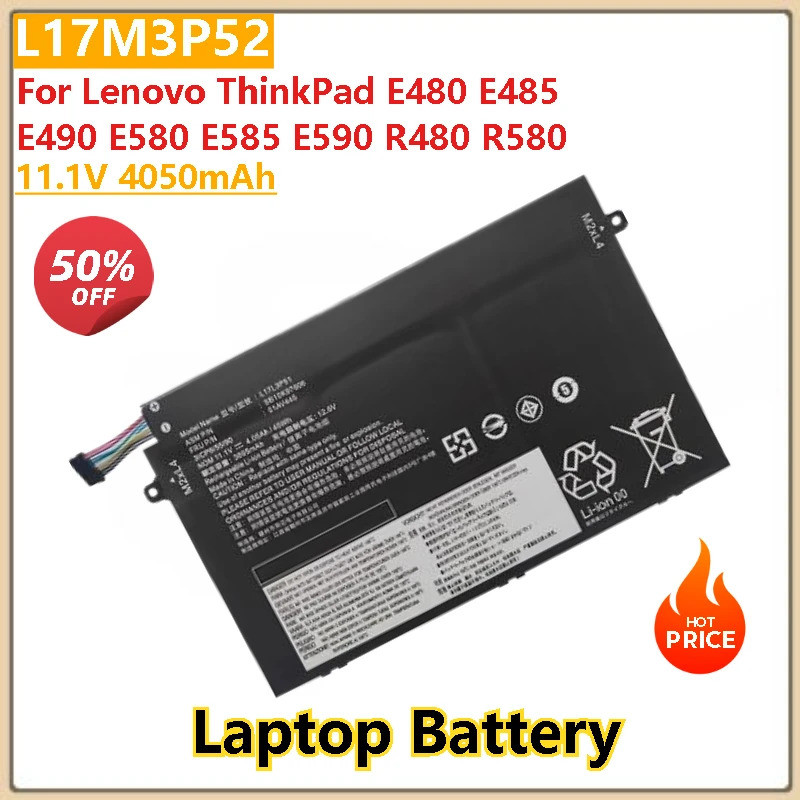 L17M3P52 4050mAh แบตเตอรี่แล็ปท็อปสําหรับ Lenovo ThinkPad E580 E585 E490 E480 E485 E495 E590 E595 R4