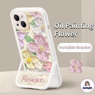 ภาพวาดสีน้ํามันดอกไม้ Stand Holder เคสโทรศัพท์สําหรับ iPhone 17 Pro 16 Pro Max 14 Pro Max 11 13 12 Pro Max วงเล็บป้องกันปกอ่อน
