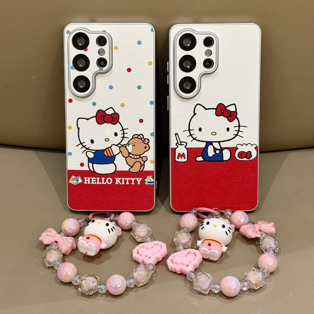 การ์ตูน น่ารัก ลายจุด Hello Kitty Magnetic วงเล็บ สร้อยข้อมือ เคส Samsung Galaxy S26 Ultra S25 Ultra S24/S26Plus S23 Ultra S24Plus S25Plus Case ชุบ เยื่อหุ้มสมอง แรงดึงดูดแม่เหล็ก ป้องกันการตก เคสโทรศัพท์มือถือซัมซุง