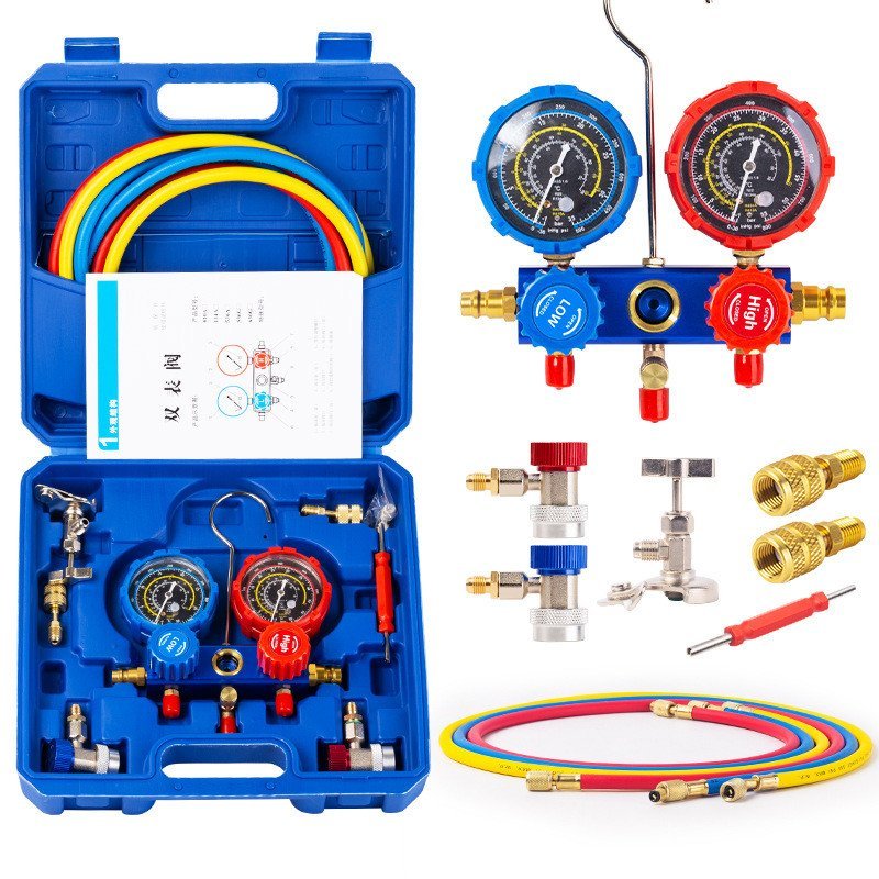 Dual Fluoride Air Conditioning Gauge r134a เครื่องวัดความดัน Group Gauge Refrigerant r410a วาล์วสารท