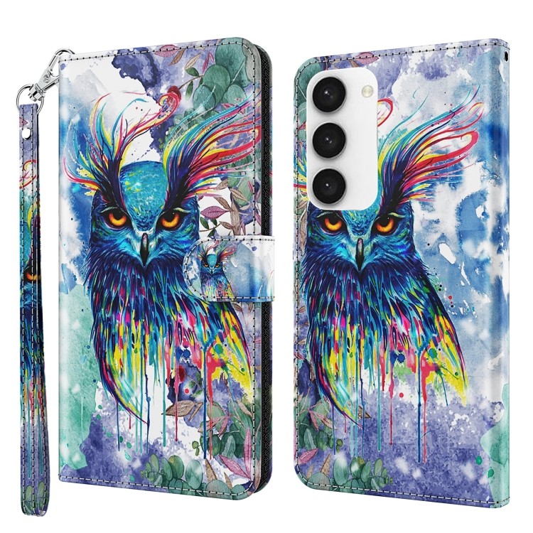 สําหรับ Samsung Galaxy S23 5G รูปแบบภาพวาด 3D TPU + เคสโทรศัพท์ PU