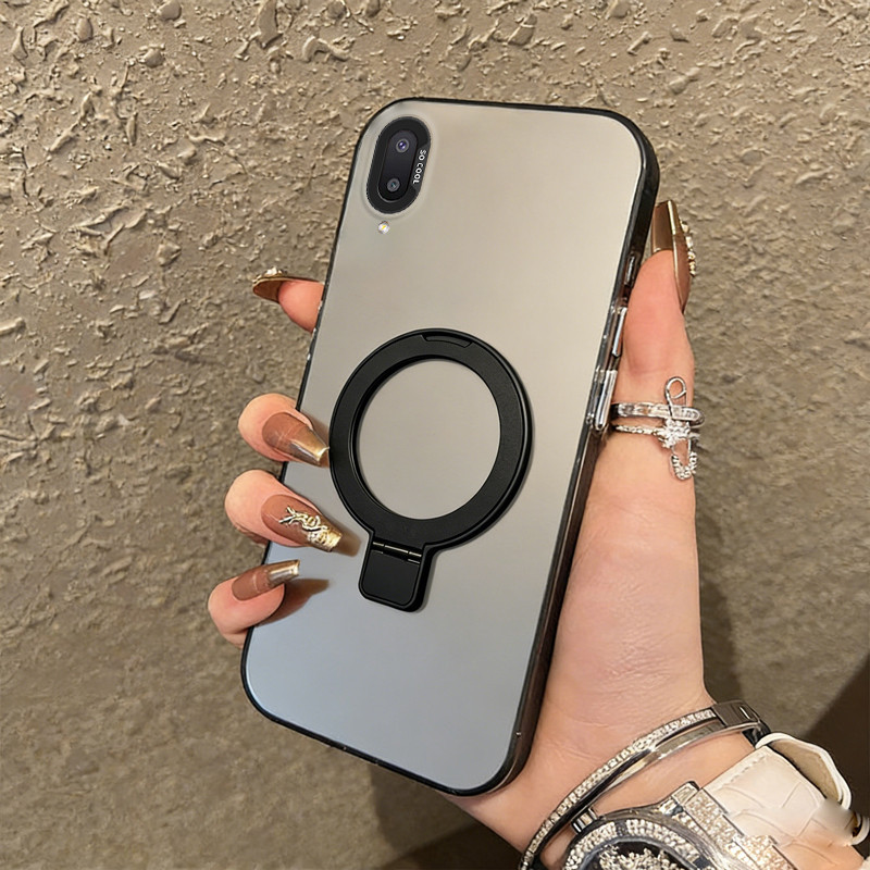 PBZZ สําหรับ Samsung A02 M02 เคสโทรศัพท์เคสแข็งกันกระแทกดีไซน์ใหม่ความงามพร้อมที่วางสีดํา CYFXZJ02