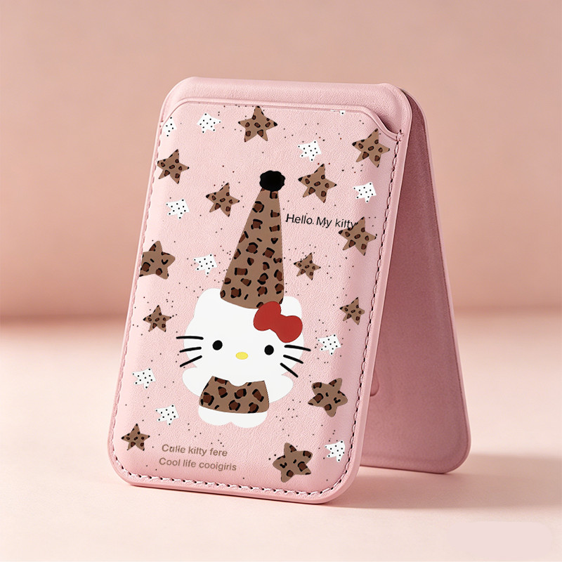 Universal Magnetic Card Holder Stand PU Leather Phone Wallet Pocket