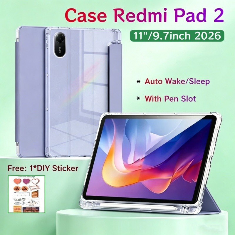 เคส Redmi Pad 2 9.7 นิ้ว 2026 ฝาครอบ Xiaomi เคส Redmi Pad 2 11 นิ้วพร้อมช่องเสียบปากกา Auto Wake Sle