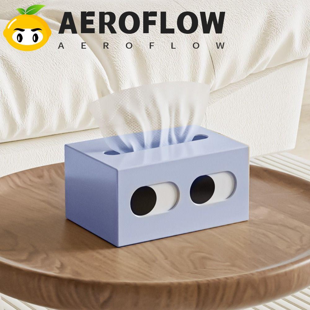 AEROFLOW กล่องกระดาษทิชชู่ลายการ์ตูนรูปสี่เหลี่ยมผืนผ้า Big Eyes เครื่องจ่ายกระดาษเช็ดหน้า, สุนทรียศาสตร์สูง ตลก Expression ตกแต่ง Smooth กระดาษผ้าเช็ดตัวห้องนั่งเล่น