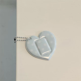 Retro Polka Dot Love Heart ขนาดเล็ก 3 ซม. ID Photo จี้ Aidou สติกเกอร์หัวใหญ่เก็บผู้ถือบัตรพวงกุญแจคู่