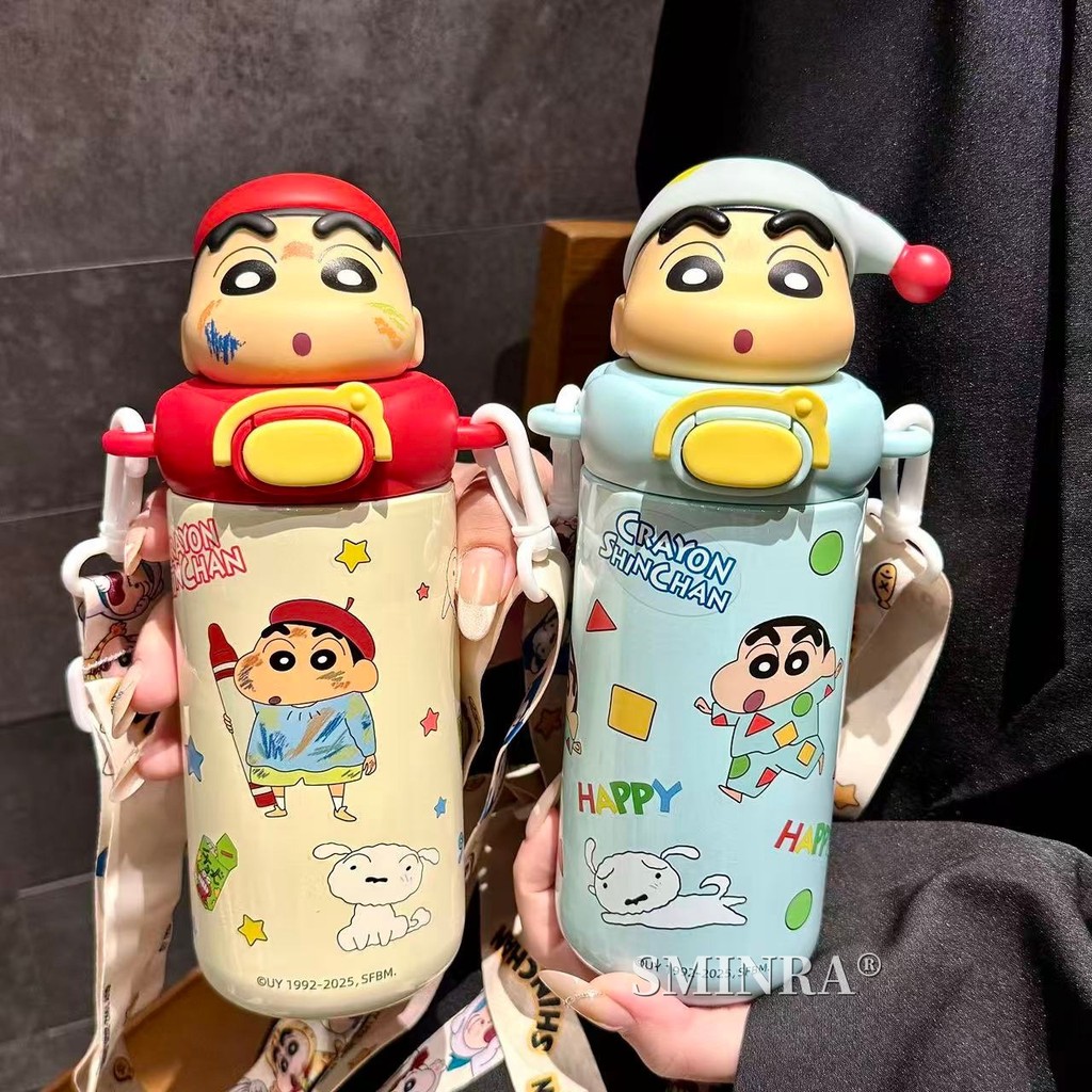 น่ารัก Crayon Shin-Chan Cup 316 ถ้วยเก็บความร้อนหญิง 2024 ถ้วยน้ําฟางสไตล์ใหม่นักเรียนโรงเรียนเฉพาะแบบพกพา